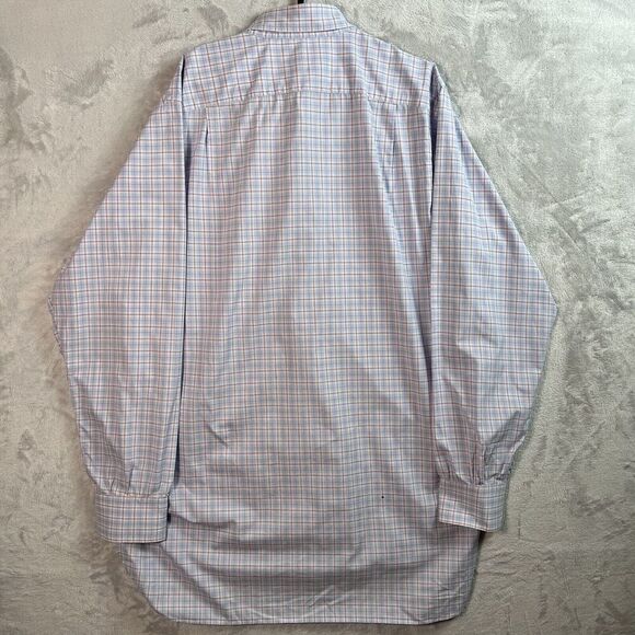 Turnbull & Asser Mens Dress Shirt XL?*READ White/Blue Plaid Designer Button Down - Picture 10 of 15